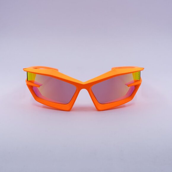 Givenchy GV40049U 43C Sunglasses Orange Geometric Frame, Orange Mirror Lenses - Picture 2 of 10